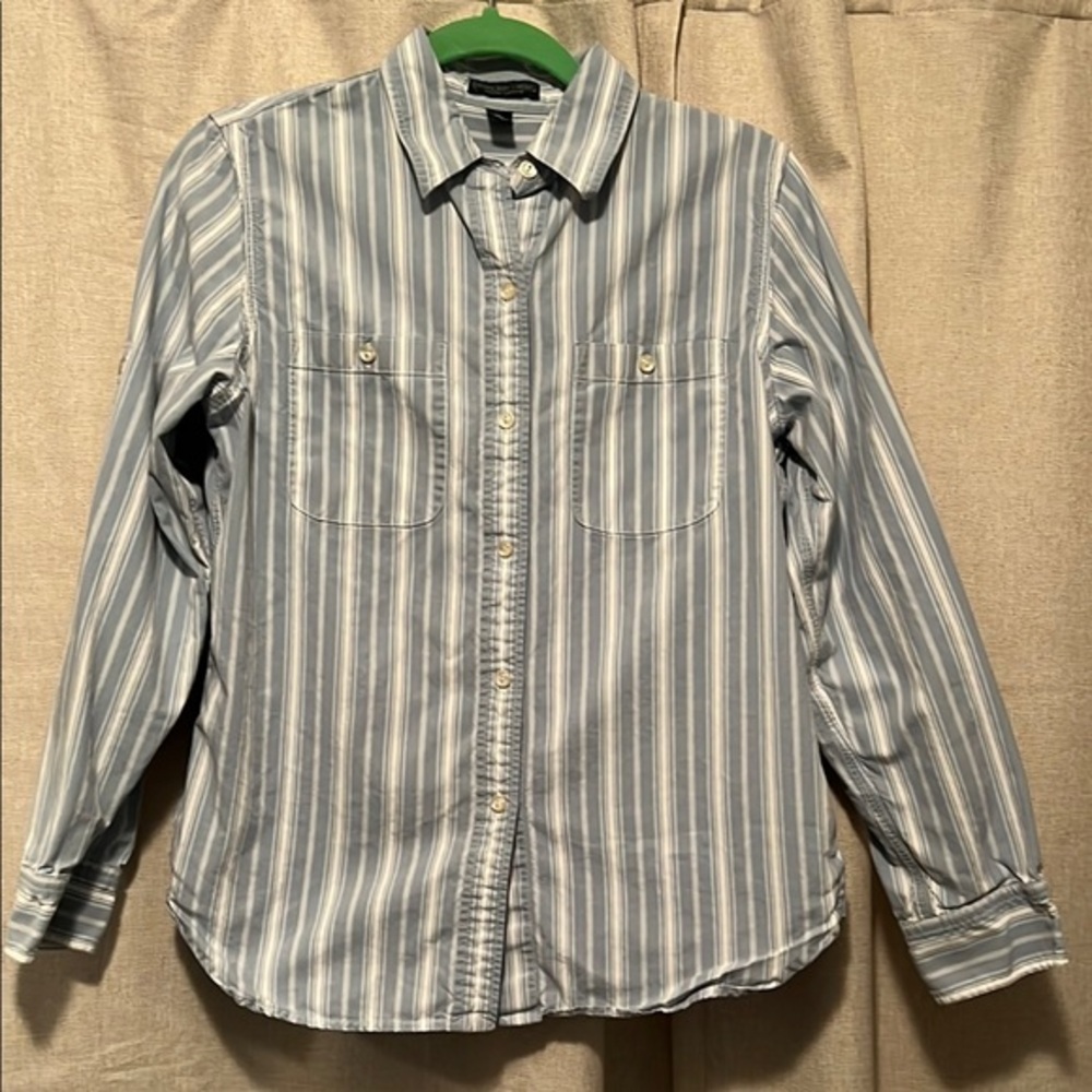 Lauren Jeans Co Womens Denim Blue Stripe Shirt Size Medium